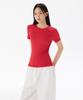 MUSINSA STANDARD WOMAN Women'S Ribbed Slim Fit T-Shirt [Red]
