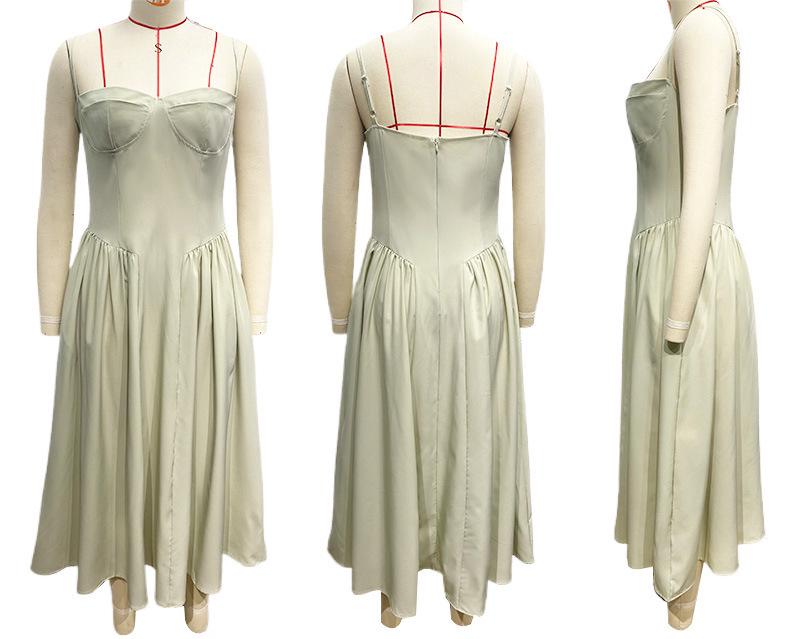 Summer New French Retro Long Dress - Court Style Spaghetti Strap Dopamine Outfit for Women