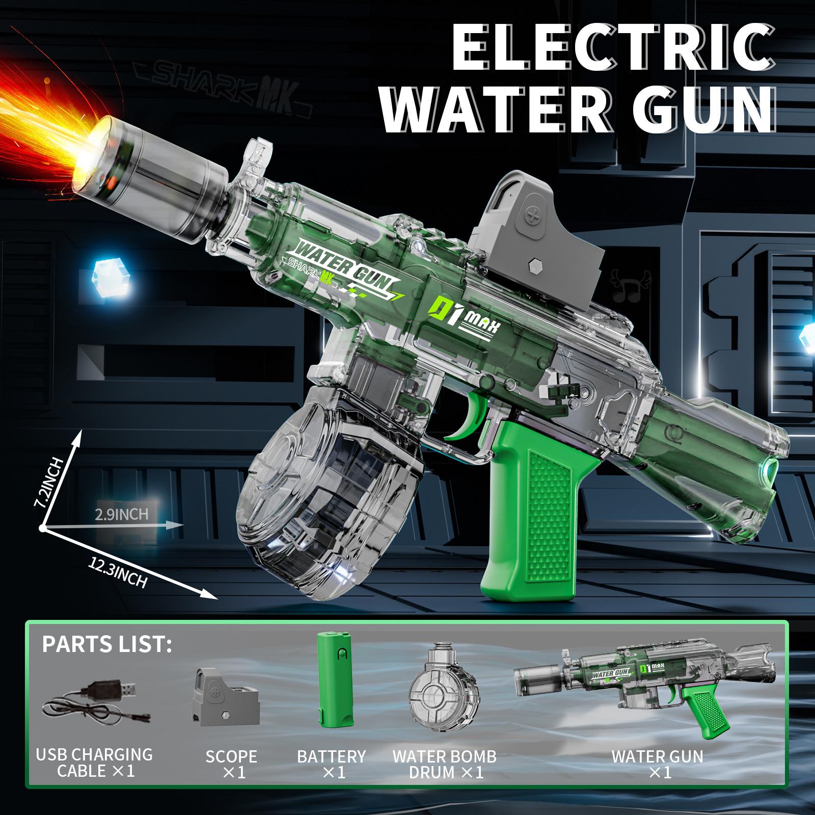 

Non-Toxic New Electric Water Gun With Light Led Simulation Fire Sprays Flame Continuously High-Speed Powerful Shoot Outdoor Water Gun Toys
