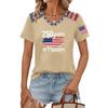 Haut T-shirt Pull Col en V Manches Courtes pour Femme avec Impression Drapeau Coupe Ample Décontracté Confortable Design Léger pour un Usage Quotidien