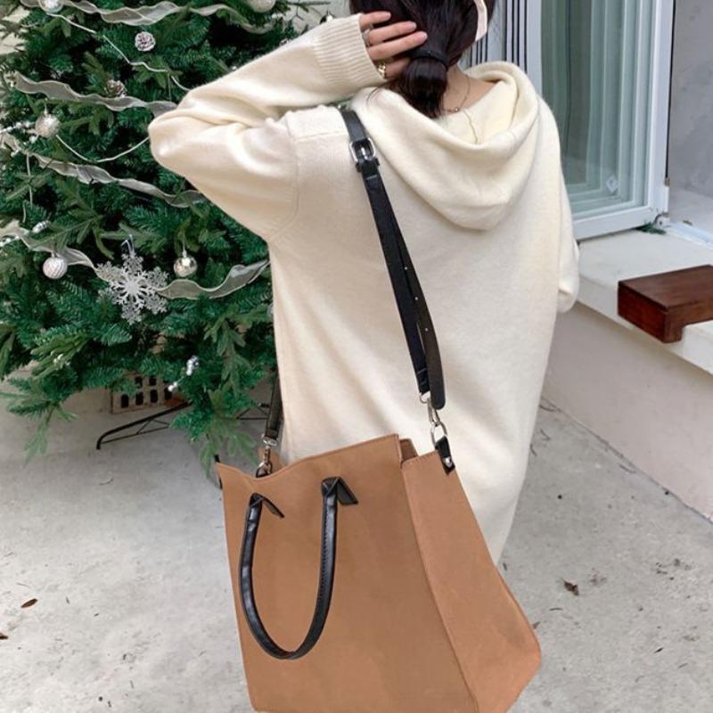 Casual Versatile Autumn and Winter New High-end Design Hooded Sweater Knitted Loose Sweater Loose Dress