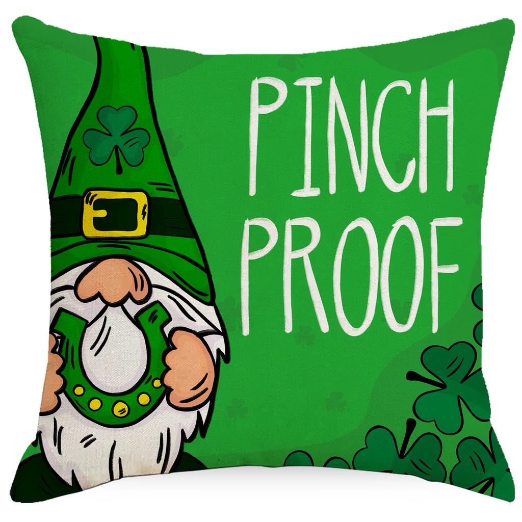 St. St. Patrick's Day Kissenbezug Zwerg Vierblatt Kissenbezug Heimdekoration Leinen Kissenbezug