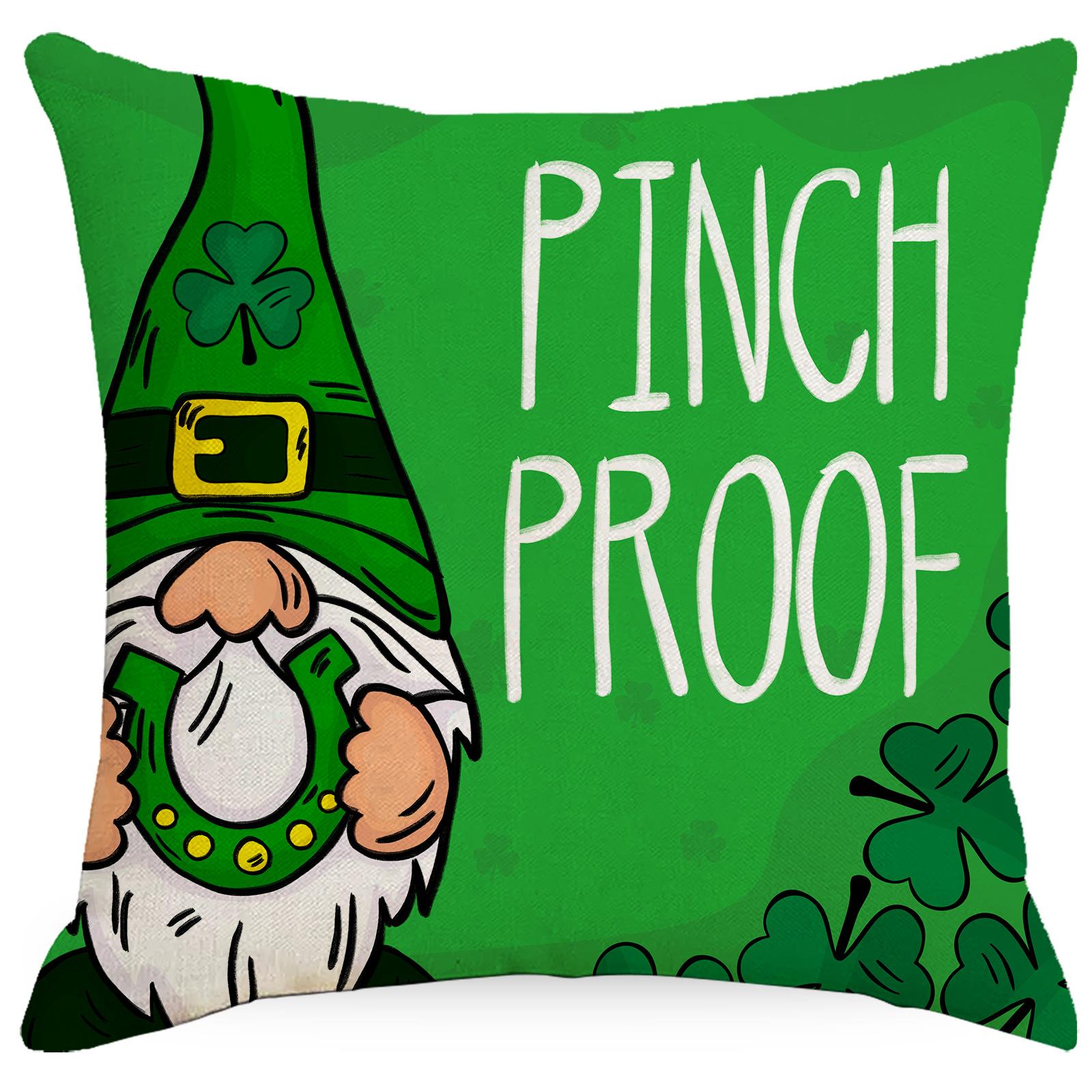 

St. Patrick S Day Pillow Cover Dwarf Four-Leaf Cover Home Ornament Linen Pillow Cover Premium Durable Quality Useful 45 * 45Cm