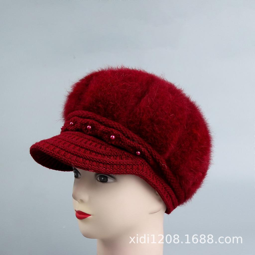 In the elderly hat women winter thickened wool hat old man hat mother rabbit hair knitted hat grandma warm cotton hat