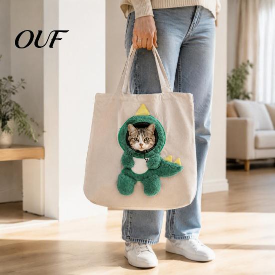 Breathable Canvas Pet Carrier Cat Purse with Head Hole, Tote, Cute for Cats Dogs Bee Dinosaur Bunny Shoulder Bag Puppies Small Mall