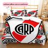 Biancheria da letto con motivo squadra River Plate Decorazione per la casa Regalo di compleanno (1 * copripiumino + 2 * federa, senza nucleo)