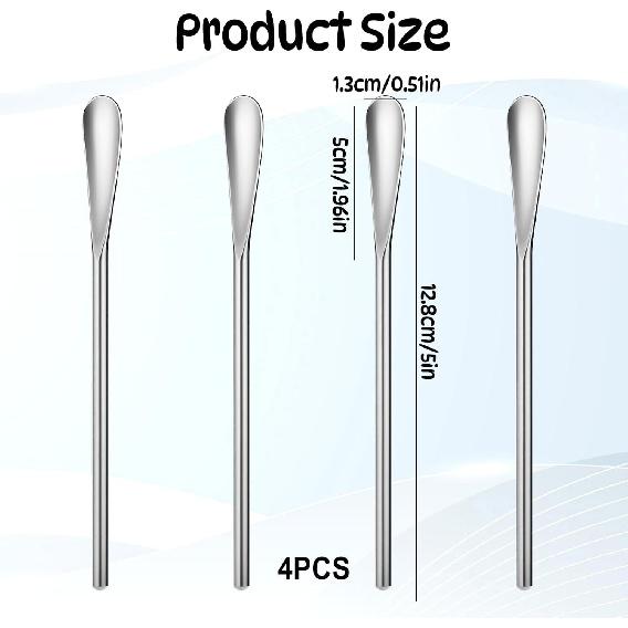 4PCS Stainless Steel Coffee Stirring Spoon, 5inch Coffee Stirrers Ice Tea Spoon, Beverage Cocktail Stirrers Stir, Tiny Salt Condiment Spoons, Drink