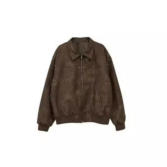 2023 Vintage Brown Distressed Leather Jacket for Men - Trendy Spring & Fall Fashion