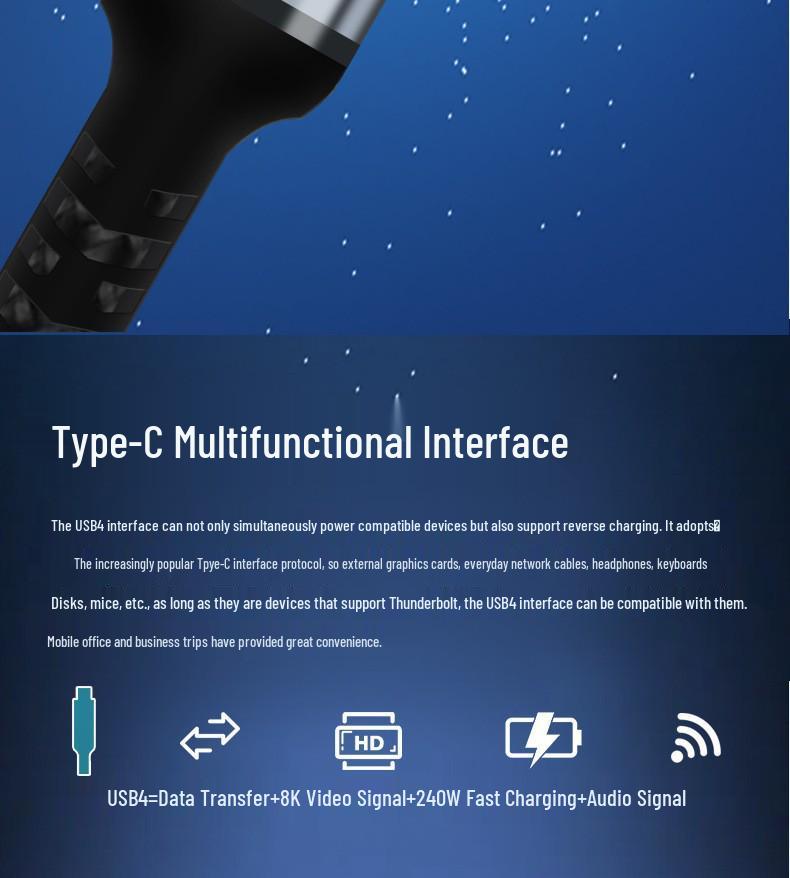 USB4 Full-Function Braided Type-C Data & Charging Cable, 40Gbps, Thunderbolt 4 Compatible