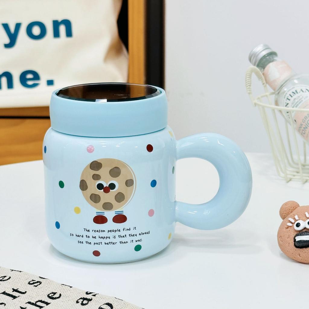 Creative Personality Mirror Ceramic Cup Small Monster Suit Mug Girl Cute Cup High Looking Water Cup Cartoon