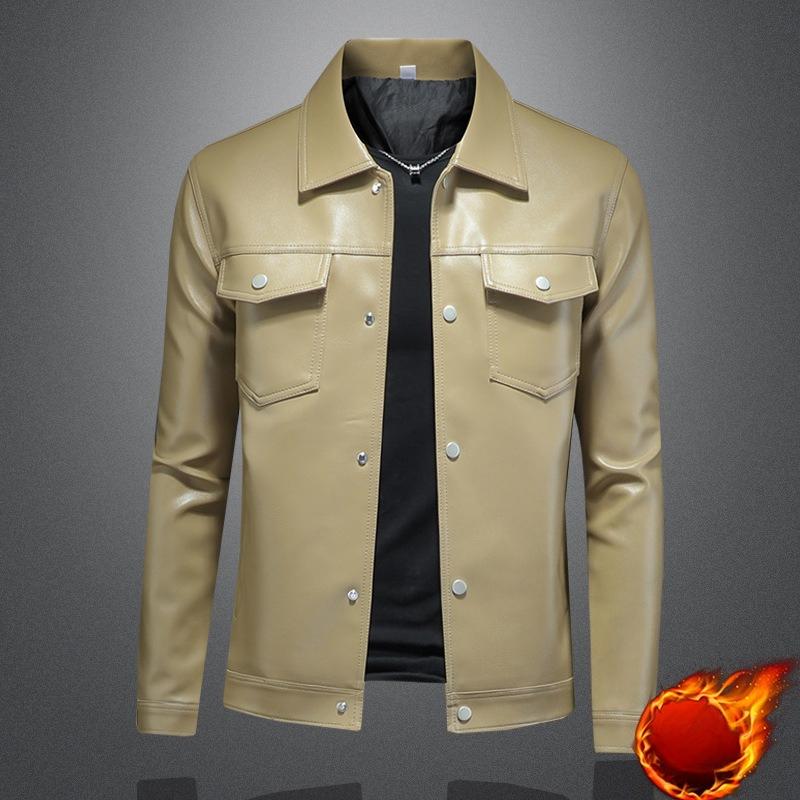 Men's Leather Jacket 2025 Autumn and Winter New Trend Fashion Locomotive Men's Slim Leather Jacket 58983
