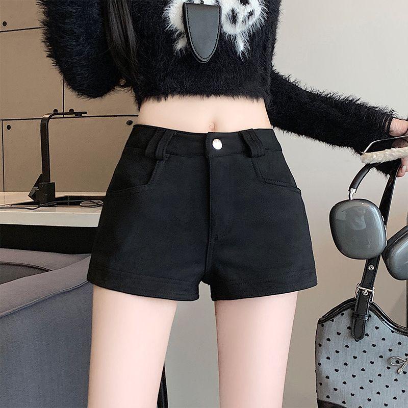 Women s High-Waist Suede Bodycon Shorts - Retro Fall/Winter 2026 Style S (85-98 lbs)