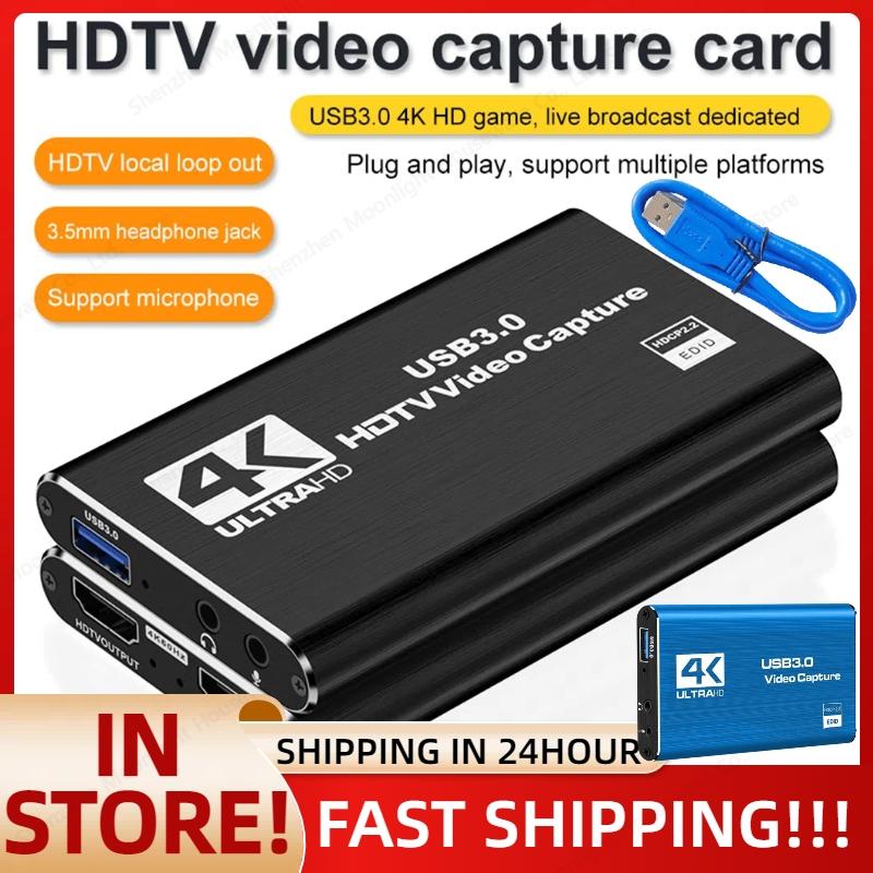USB 3.0 4K HDMI-Compatible Capture Card 1080P 60FPS Game Capture Card Gaming Capture Card for Streaming Works for PS4/Camera/PC
