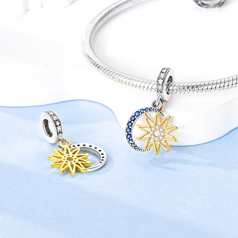Original Charms Copper Shining Sun Moon And Stars Pendants Fit Charms Plata Bracelets For Women Jewelry Making Diy Gifts