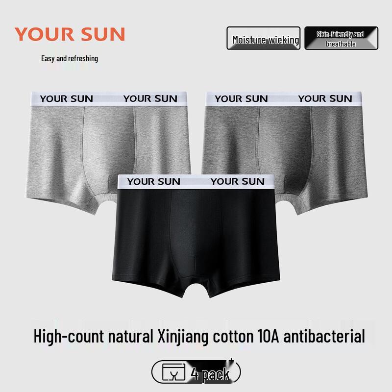 Yiershuang Men s Cotton Blend Antibacterial Boxer Briefs 4-Pack 3XL