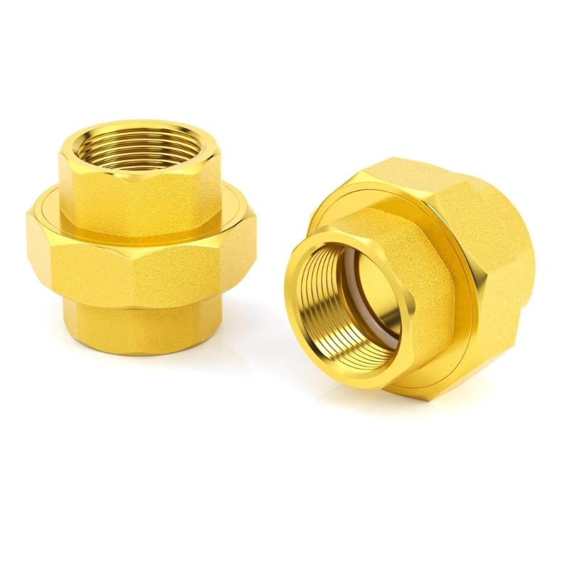 2Pcs Hose Connector Brass Garden Hose Fittings 1/2inch Double Female Threads Quick Connector Easy to Installation