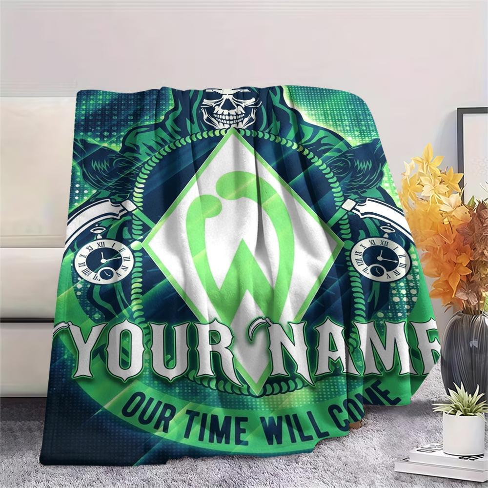 1PC Custom Name SV Werder Bremen Patterned Flannel Blanket Suitable For All Seasons for Home Decor Warmth and Comfort Gifts Holiday Present