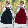 Taisho Roman Hakama Japanische Kleidung Kimono Hanfu Cosplay Ethnisches Kostüm Langes Kamelienmuster [Lady Lazy] Damen (Rot, L)