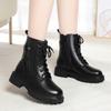 Female Ladies Women Genuine Leather Ankle Boots Wool Snow Boots Platform Autumn Winter Plush Fur Warm Shoes Size Lace Up 35-43