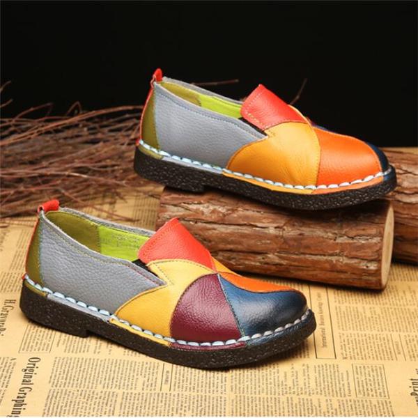 Høst Casual Casual Loafers Sko ekte skinn kvinner flate sko