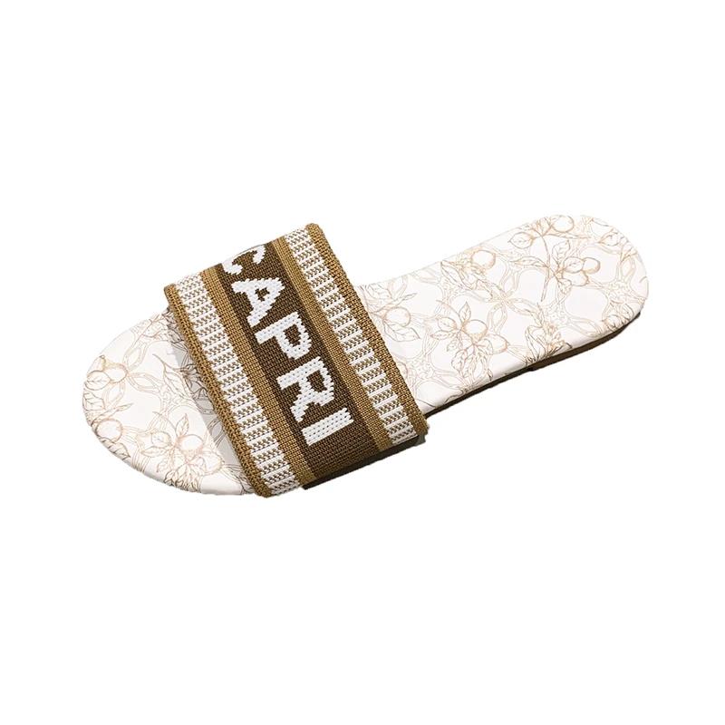 Fashion New Casual Designer Flat Slippers Fashion Woman Single Shoes Casual Shoes Female Outer Wear Letter Beach Sandals