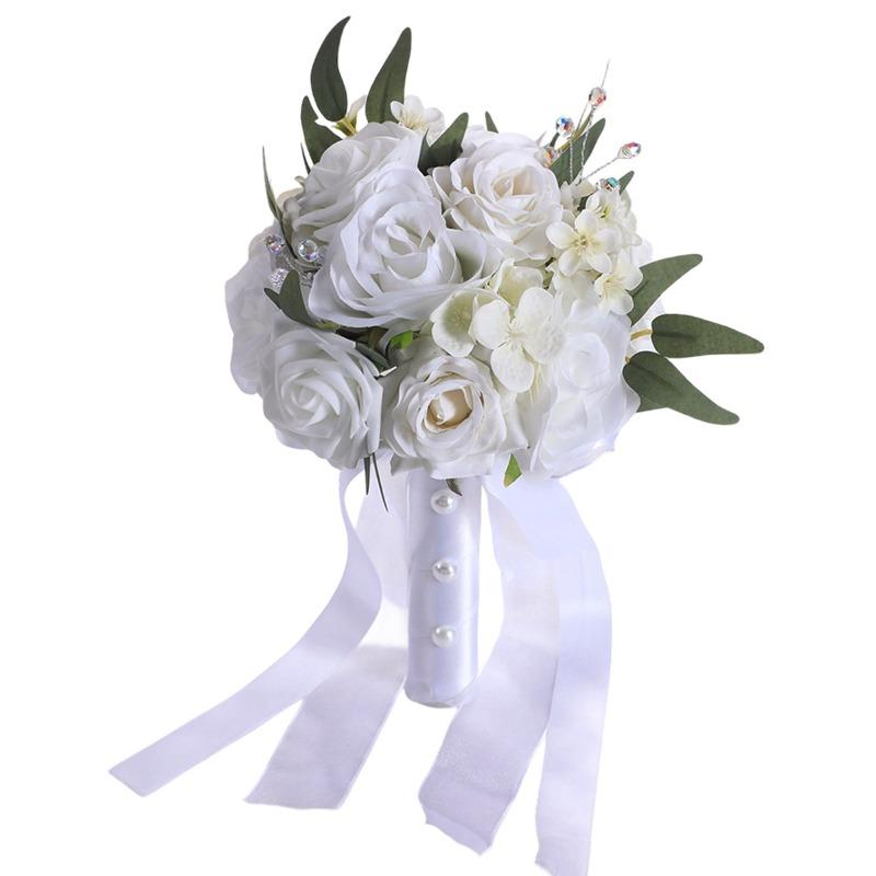 The Wedding Bouquet Is High-end and ElegantFeaturing Pearl Rose Hand-held Bouquets Artificial Flowers and Bride's Hand-held Bouquets
