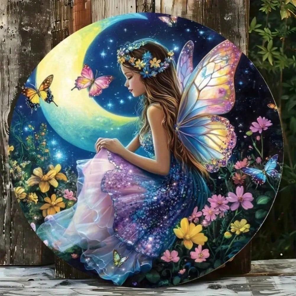 

1PC Colorful Fairy Garden Retro Metal Wall Art Tin Sign, Flowers Butterfly Design Home Farm Decor 20x20 різнокольоровий