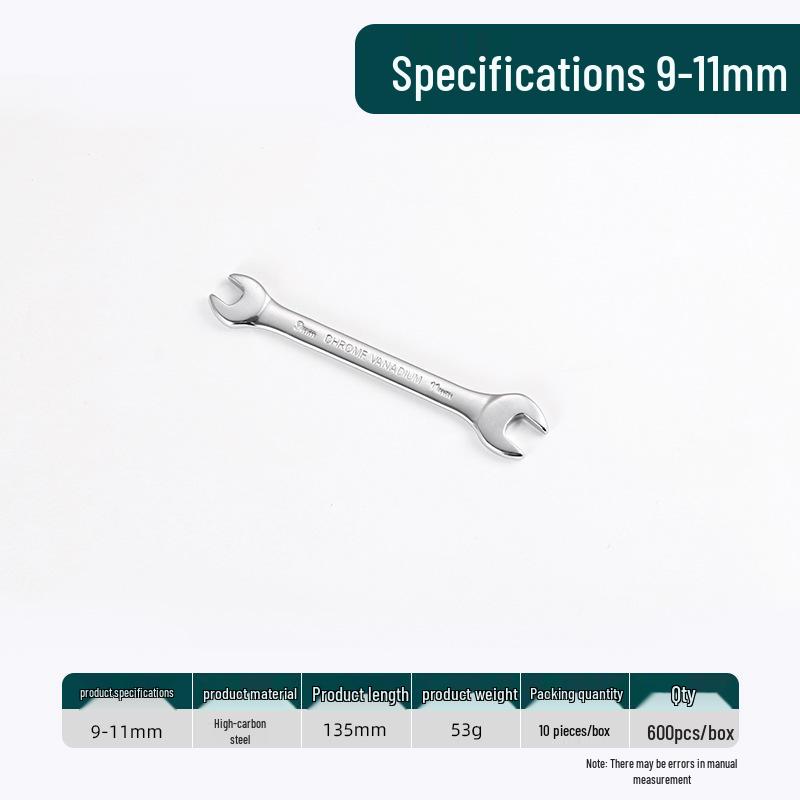 Ruwei Tools Double-Ended Mirror Finish Open-End Wrench, 8-10mm, Multi-Size