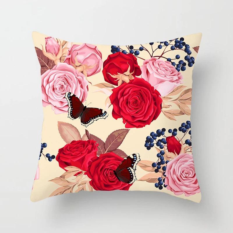 Flower Butterfly Print Pillowcase Car Ornaments Office Living Room Home Pillowcase