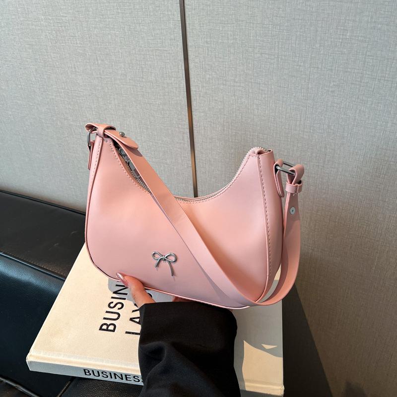 New Solid Color Simple Casual Aesthetic Lightweight Shoulder Armpit Bag Texture Hand Bag Women's Bag