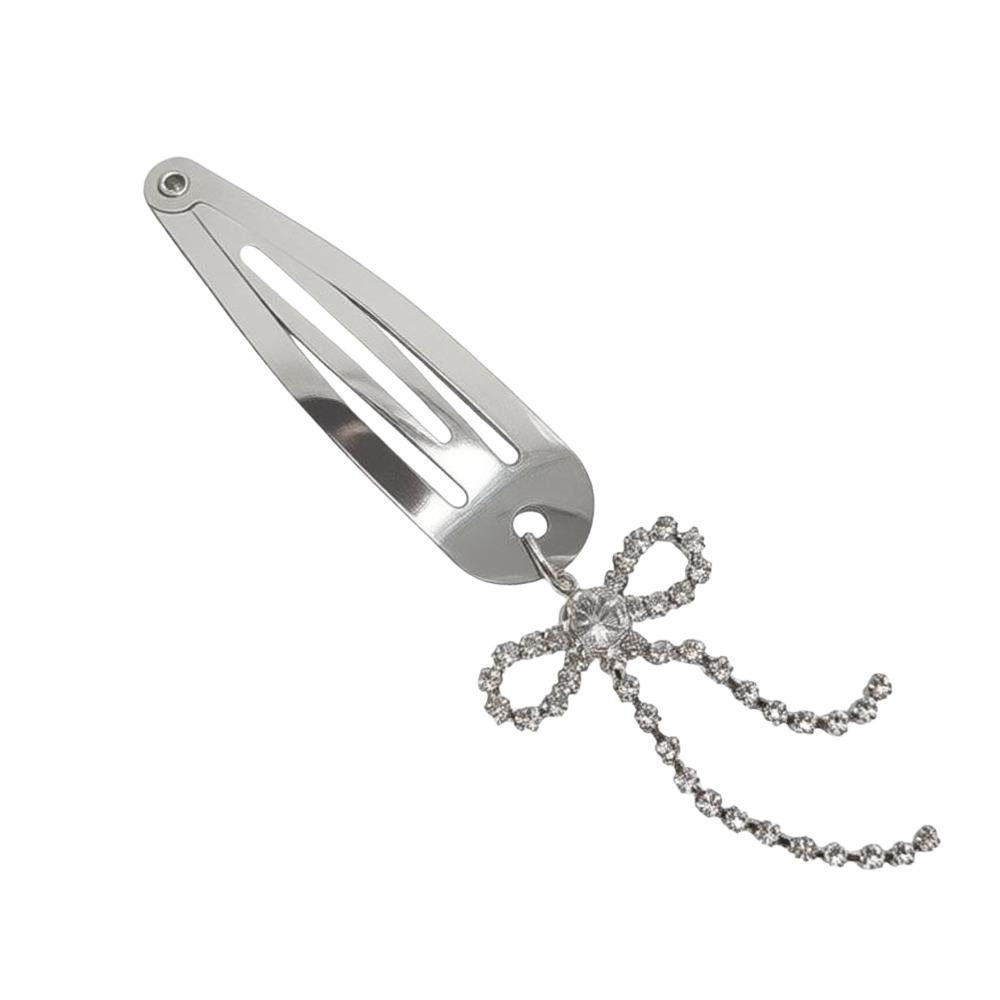 Silver Hair Pins Bow BB Clips Fashion Punk Barrette  for Women Girls 1