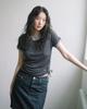 HAVISM Double Henley Neck S/S Tee(Charcoal)