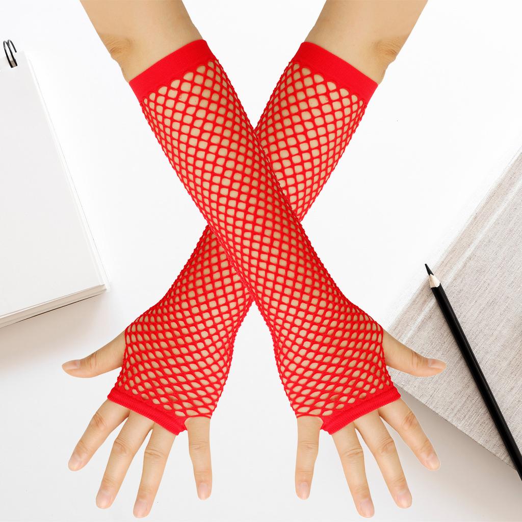 Long Fishnet Gloves, Sexy Stretch Gloves For Nightclubs, Punk Gloves, European And American Openwork Mesh Gloves