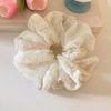 Hair Tie Embroidery Flower Pattern Mesh Yarn Large Hair Scrunchy Soft Elastic Ponytail Holder Non-Slip Hair Accessory