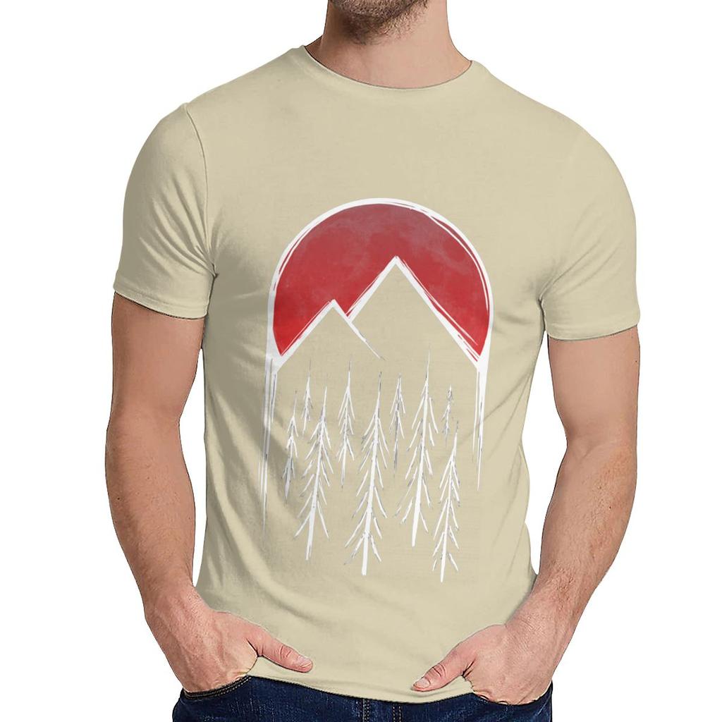Man S O Neck Twin Peaks Red Pine Tree Moon Short Sleeve Arrival For