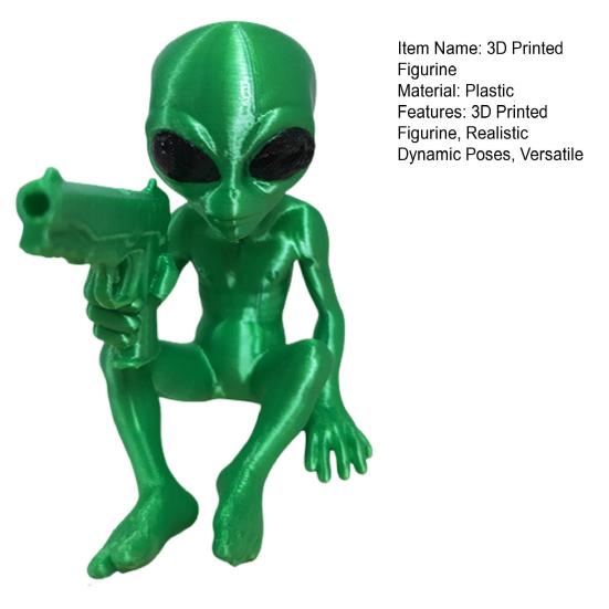 3D Printed Alien Figurine Toy Realistic Articulated Alien Model Stress-relief Fidget Figurine Dynamic Pose Alien Model