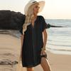 Abito camicia casual estivo con scollo a V da donna, abiti da spiaggia