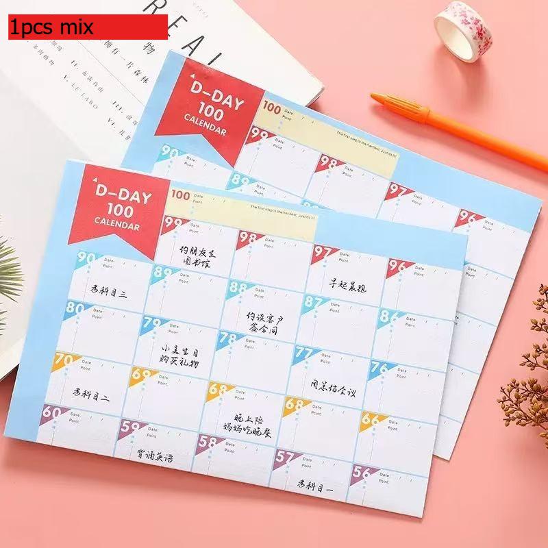 

100 Day College Entrance Examination Plan Gift Fitness Countdown Schedule Self Discipline Table Office School Supplies Kawai
