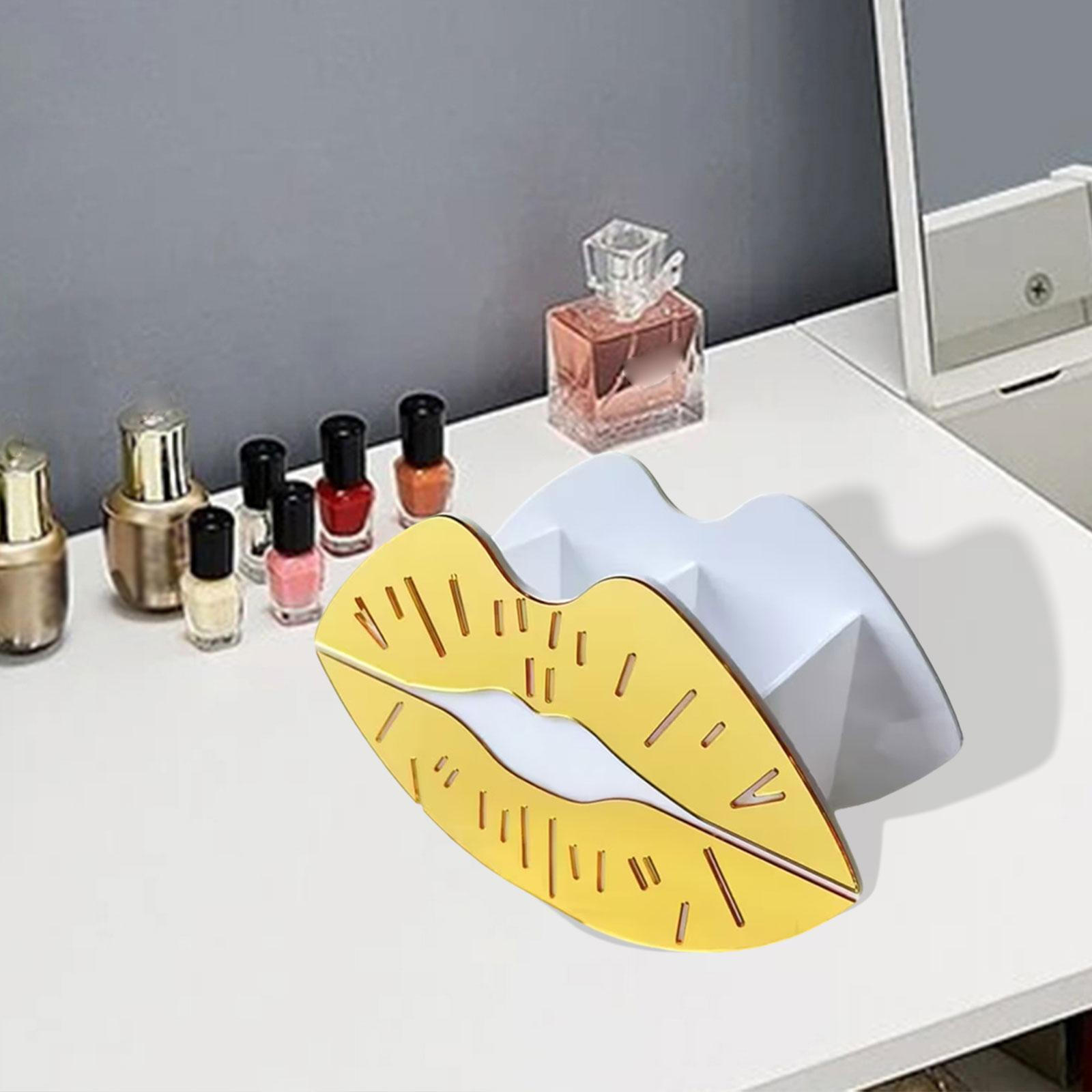 

Acrylic Lip Shape Makeup Brush Holder Lipstick Cosmetic Storage Display for Home Bathroom Gold