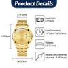 Watch Men Stainless Steel Calendar Gold 3ATM Water Resistant Luminous Analog Display Simple Fashion Quartz Watch Men Fashion Accessory - Birthday
