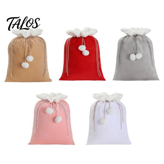 Durable Velvet Pouches for Snacks Christmas Santa Gift Bag, 19 X 26 Inch Large Drawstring DIY Candy Claus Reusable Presents Sack Xmas Holiday