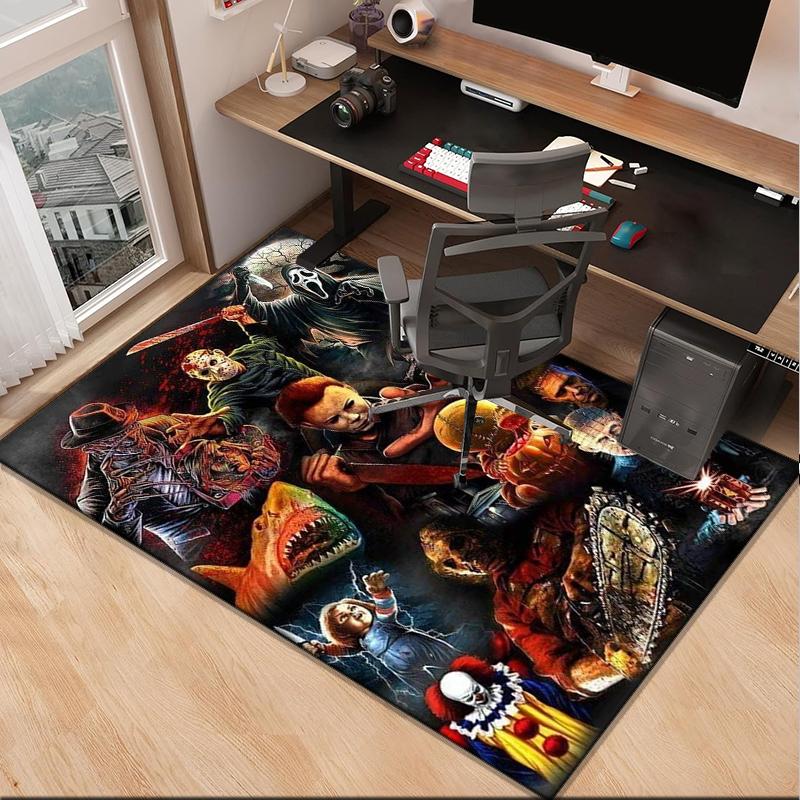 Horror Movie Icons Office Rug Chair Mat, Game Carpet, Suitable for Front Door, Bedroom, Living Room, Desk, Holiday Gift
