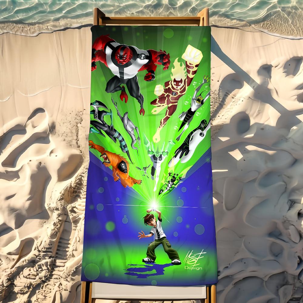 Cartoon B-Ben 10 Towel Beach Towel Travel Lightweight Skin Friendly For Pool Beach Camping Cruise Summer