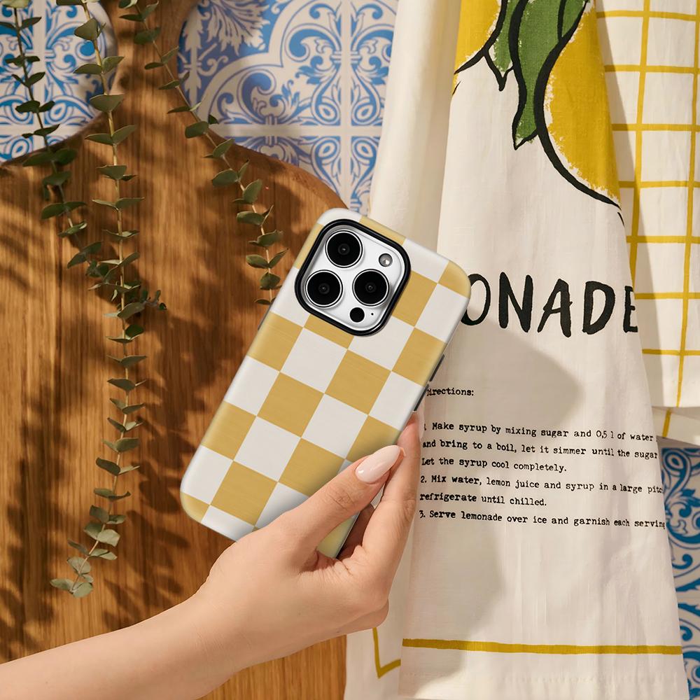 Sunny Checkerboard Phone Case for IPhone 17AIR 16E 16 15 14 13 12 11 17 Pro Max Plus Double-layer Back Cover