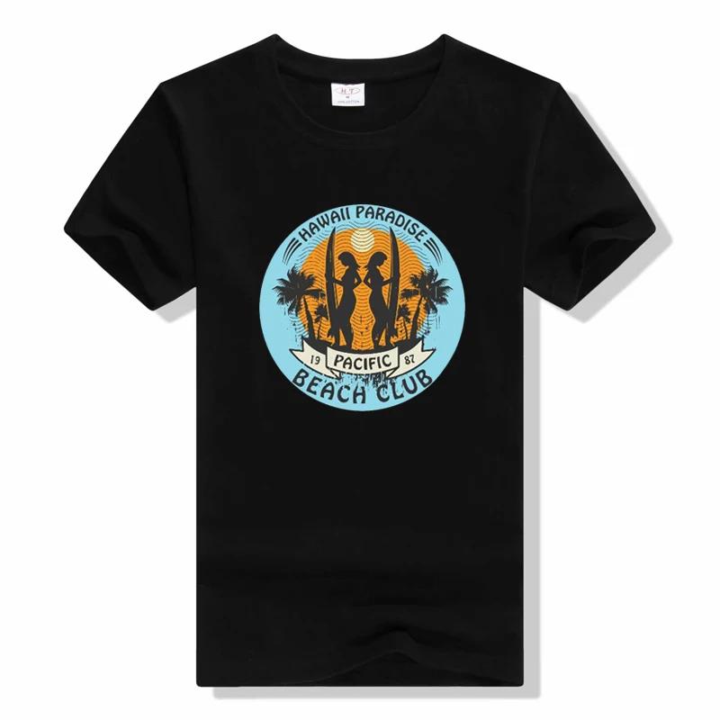Hawaii Surf Summer Sandy Beach BEACH CLUB T shirt Harajuk... S
