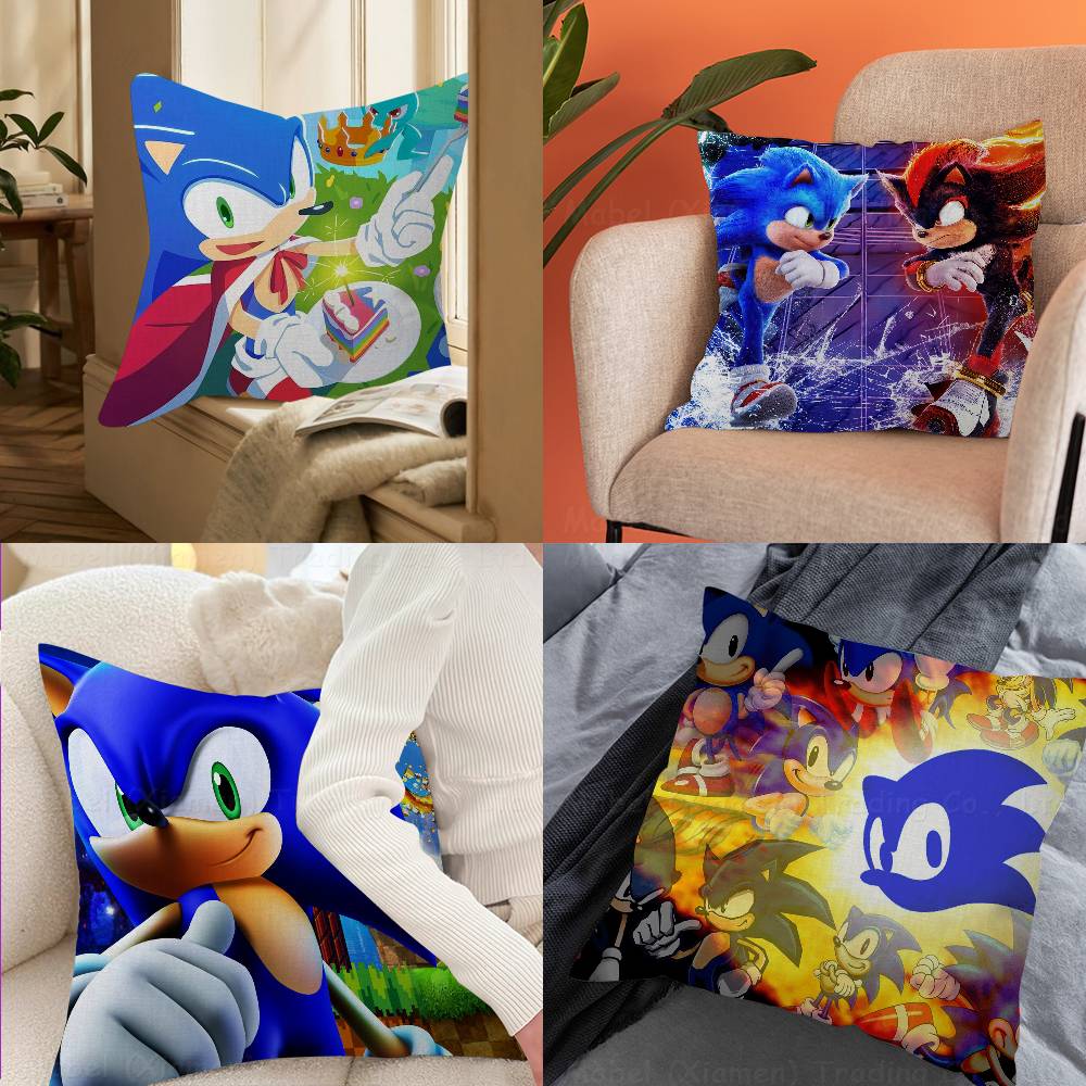 S-Sonic the Hedgehog Personalized Pillow Dust Cover Bedroom Kids Party Decoration Pillowcase Birthday Children Gift