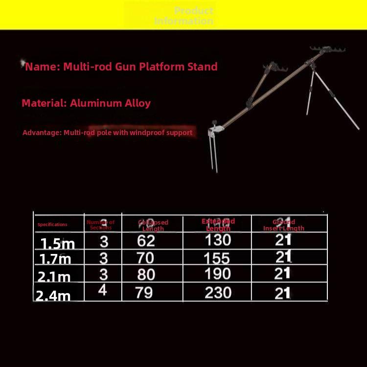 Multi-Functional Aluminum Alloy Fishing Rod Stand Gun Platform Multi-Rod Ground Plug Fishing Pole Bracket Fishing Gear