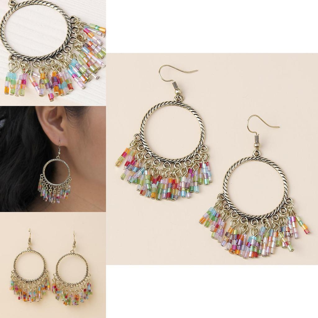 Elegant Ethnic Style Alloy Drop Earrings With Fringes And Crystals For Wedding And Gift Events