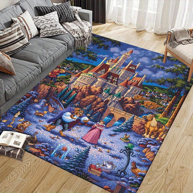1pc Beauty and the Beast Carpet Area Rug, Bedroom, and Playroom Durable, Stain-Resistant, and Easy To Clean, Living Room