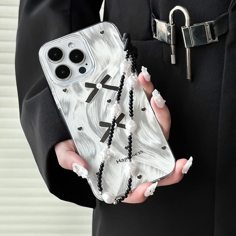 Zhitai Feather Yarn Transparent Case for iPhone 15/13/14 Pro, Fits 12 & Large Hole Design for Women